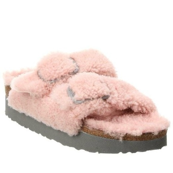 Birkenstock Papillio Arizona Big Buckle Slides in Teddy Crystal Rose Size 37/ L6 - Picture 2 of 16